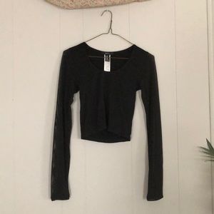Black Long Sleeve Crop Top